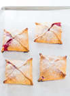 Dessert Recipe of Raspberry and Coconut Easy Tarts on a white background